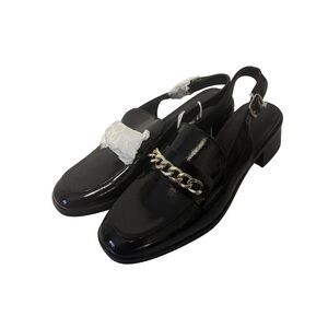 NWT| American Eagle | Black Patent Slingback Loafers with Chain Accent| Size 9.5